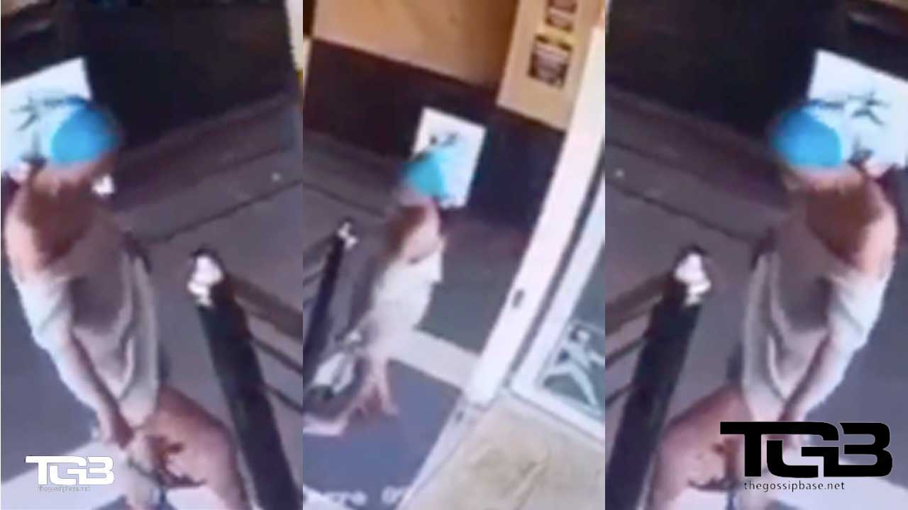 VIDEO: Lady caught on tape using hand sanitiser to wash her private part at a Pizza joint