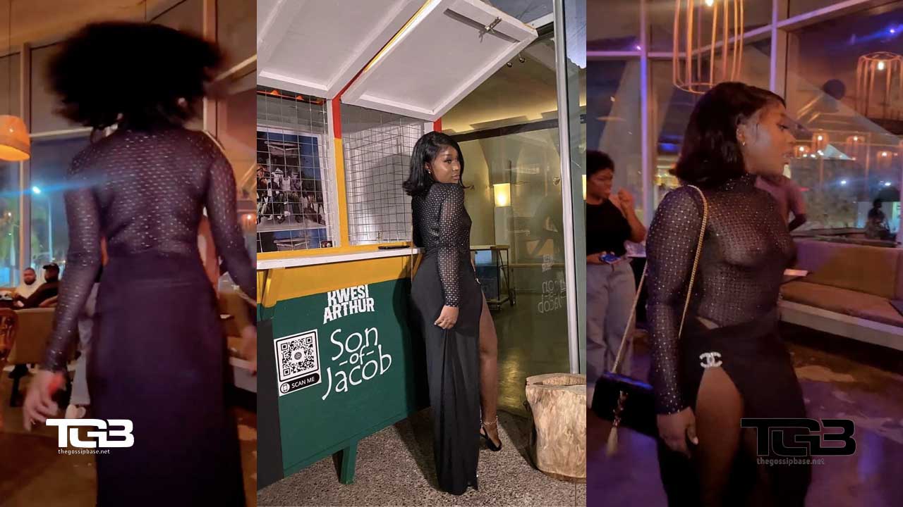 Efia Odo in black see through dress