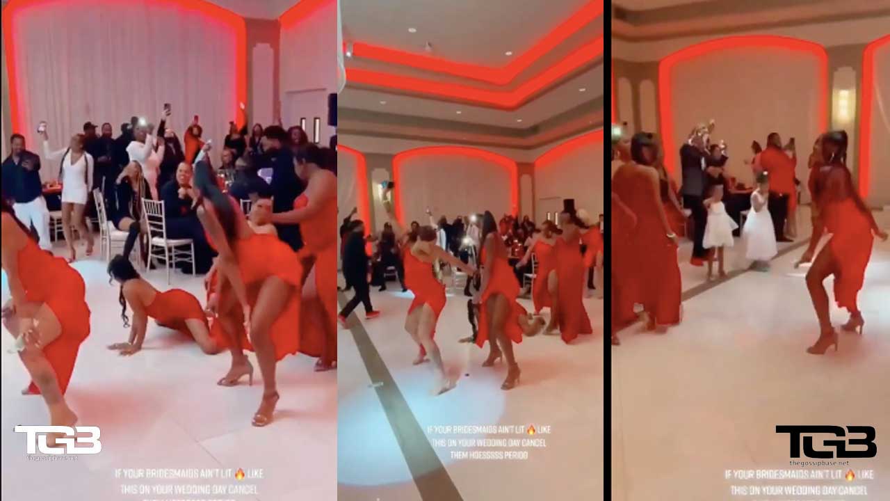 Bridesmaids twerking at a wedding reception