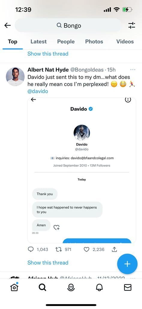 Davido’s reply to Bongo Ideas for blaming him on his son’s death